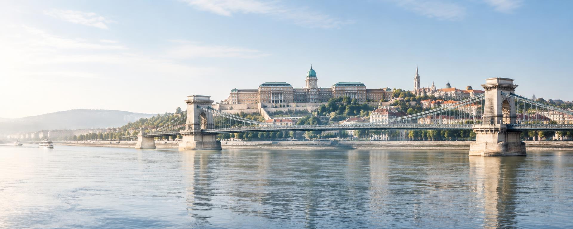 The Széchenyi Chain Bridge spanning the Danube in Budapest